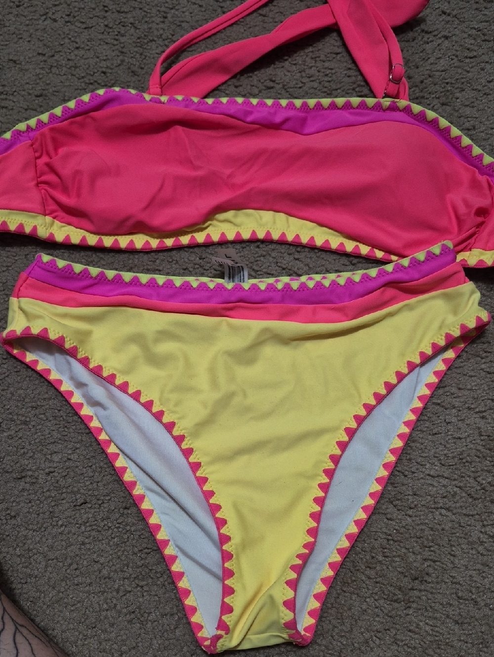 Women's Neon Pink & Yellow Two-Piece Bikini